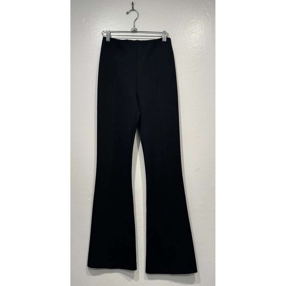 MAJE Flared Black Pants Size 36 Pull On Stretch Trousers High Rise Classic Glam